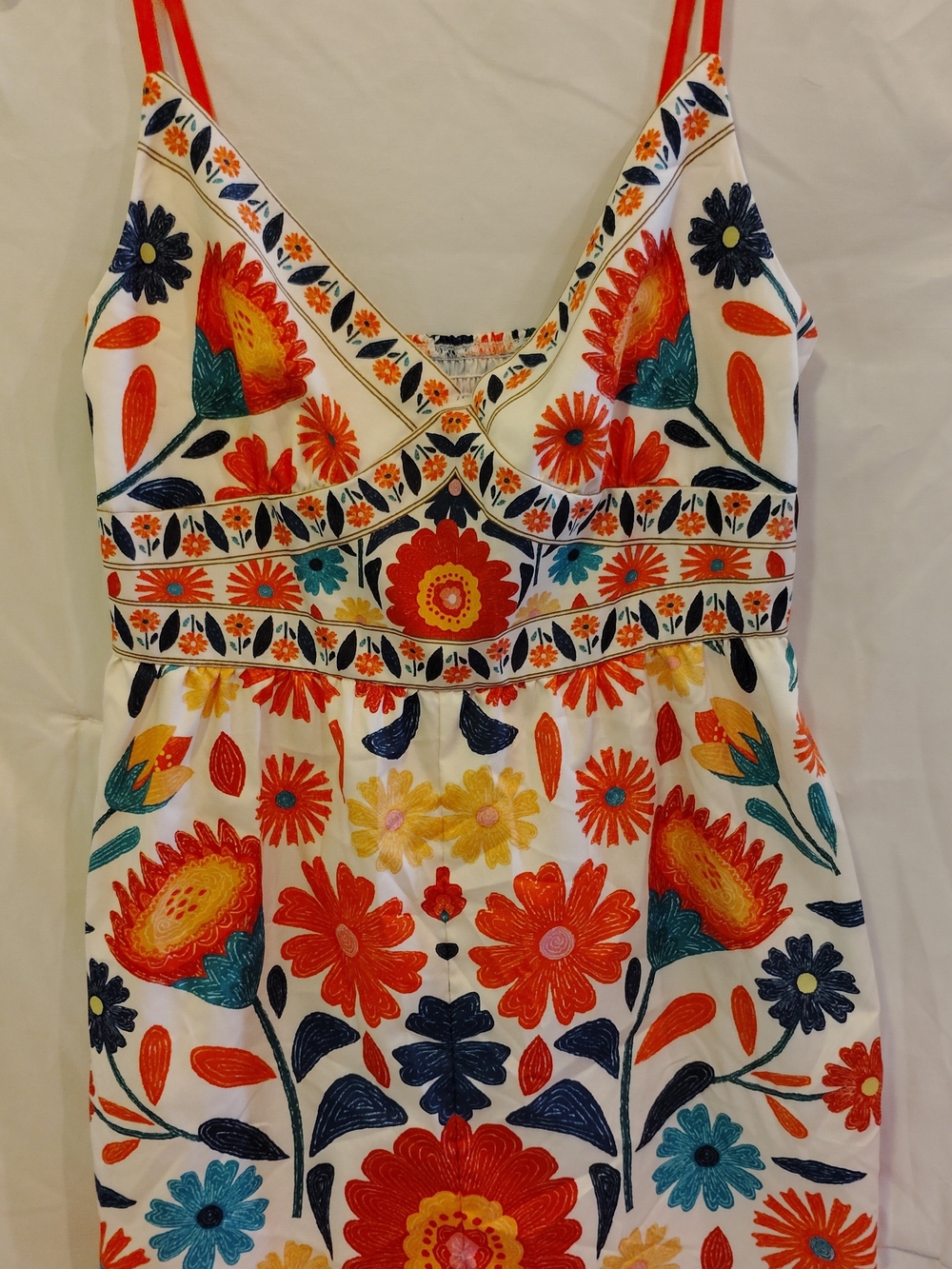 White Floral Spaghetti-Strap Romper